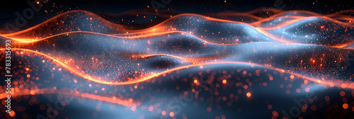 Abstract Wave with Moving Dots and Lines, Light wave effect created by infrared waves passing through warm air Modern illustration 