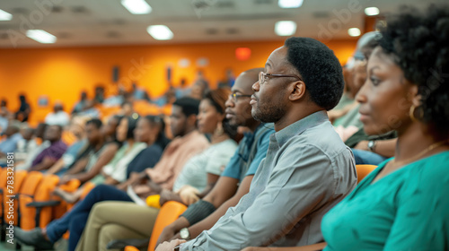 Diverse Audience Attentively Listening at a Conference Event