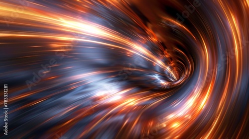 A very abstract image of a swirling vortex with bright orange and blue colors, AI