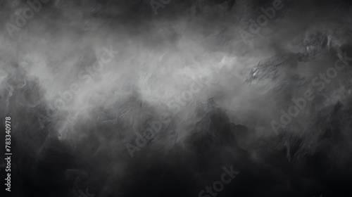 Black color. A dark and moody image of abstract smoke patterns with a somber black and white palette
