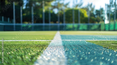 close-up campo de juego, césped de entrenamiento de futbol y tenis. Concept of sport, healthy lifestyle, physical activity