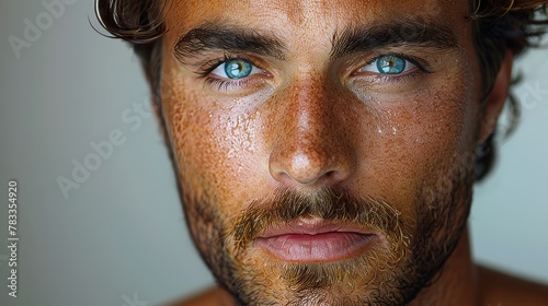 Close Up of a Man With Blue Eyes