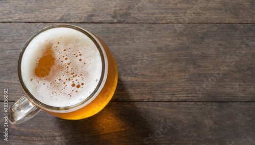 top view of glass of beer on transparent isolated background