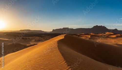 view of the sahara desert at sunset djanet algeria africa