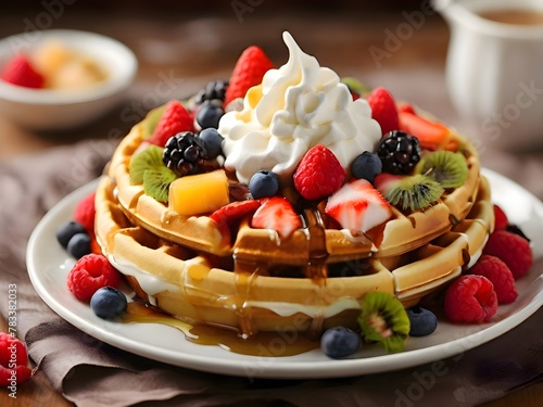 fruit waffles with berries