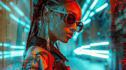 Urban Street Style Remix: Edgy streetwear looks showcased by models in urban poses, enhanced with glitch elements for a modern and rebellious twist.