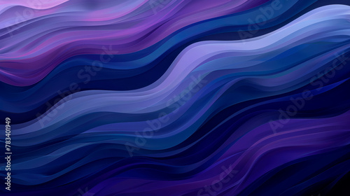 Multicolor Wavy Fabric Flowing in the Wind - Abstract Colorful Background. Horizontal colorful abstract wave background with midnight blue, light gray and moderate violet colors. 