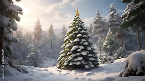 Frosty Forest: Jungle Oasis Transformed by Snow-Covered Christmas Trees