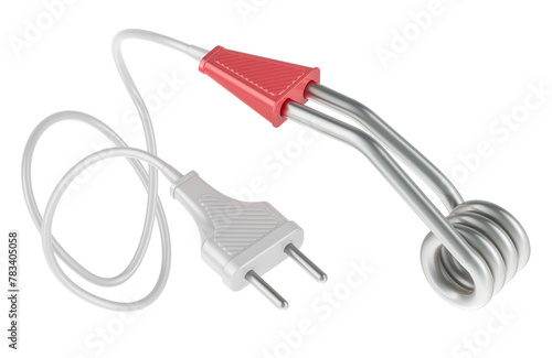Small domestic immersion heater. Electrical appliance for heating water, 3D rendering isolated on transparent background