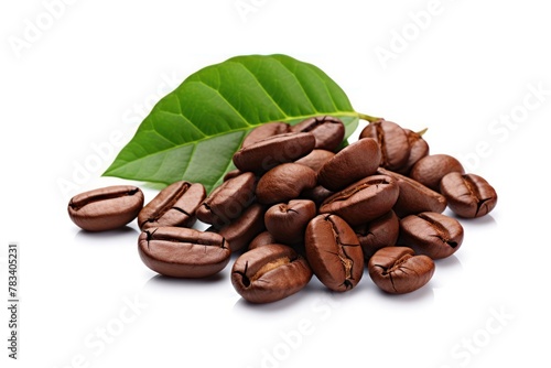 Coffee Beans With Leaves Isolated