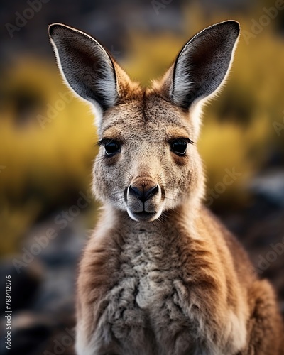 Portrait of a red kangaroo (Macropus rufus).