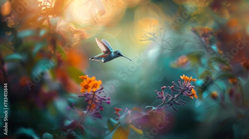 Freeze-Frame Hummingbird Sipping Nectar Macro
