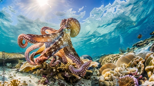 Underwater Beauty: Octopus in Vibrant Coral Reef