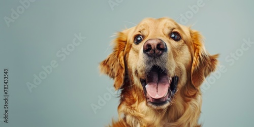 Happy golden retriever dog portrait ideal for pet care industry