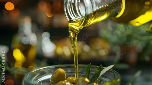 Pouring extra virgin olive oil 