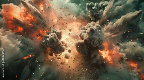 The digital distortions add a touch of unpredictability to the explosions making the footage feel alive and dynamic.