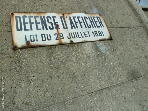 Insigne france "défense d'afficher" - Loi du 29 juillet 1881