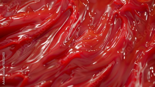 Wave pattern of ketchup shot on the entire screen