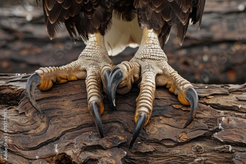 Bald Eagle Talons Clutching Driftwood - Majestic Bird of Prey Up Close
