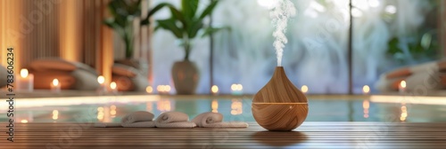 Aromatic Diffuser Releasing Calming Scents in Serene Spa Environment