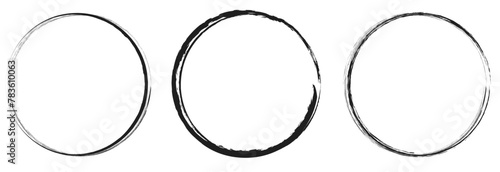 vector brush strokes circles of paint on white background. Ink hand drawn paint brush circle. Logo, label design element vector illustration. Black abstract circle. 