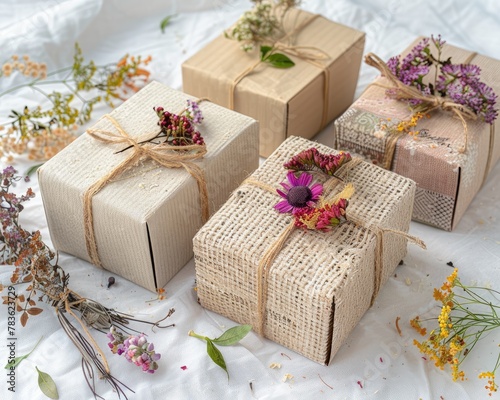set of eco-friendly gift boxes made from recycled materials