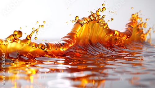 Liquid sweet melted caramel, delicious caramel sauce or maple syrup swirl 3D splash. Yummy sweet caramel sauce or hot syrup twisted. Key visual advertising design elements isolated on white 