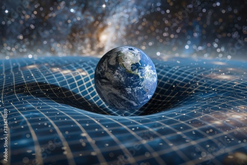 Earth gravity bends space around it. Earth bends space, distorting the spacetime concept and deforming the space-time grid around the universe.