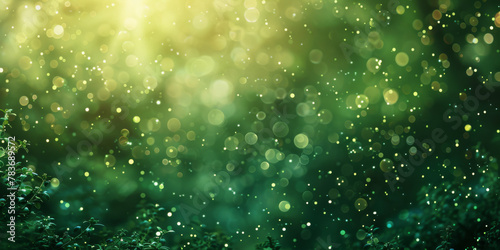 Enchanted Forest Light Bokeh - Magical Green Wonderland Background