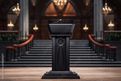 podium in a fancy hall