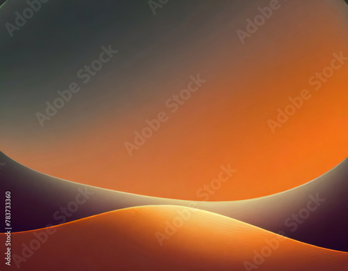 オレンジ色の光沢のあるデジタルな波型の抽象背景素材。CG風。AI生成画像。