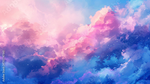 Watercolor style abstract sky colorful cloud background, abstract PPT poster main visual background