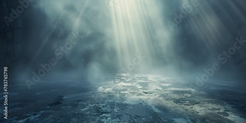 Ethereal Spotlight Illuminating Hidden Textures on a Misty Mystical Floor