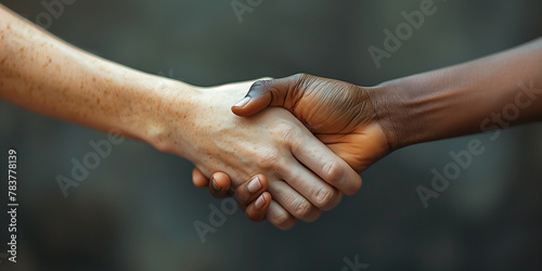 Close-up of a biracial friendship, two people holding hands, symbolizing friendship and agreement