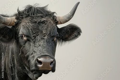 close up adult cow on a white background