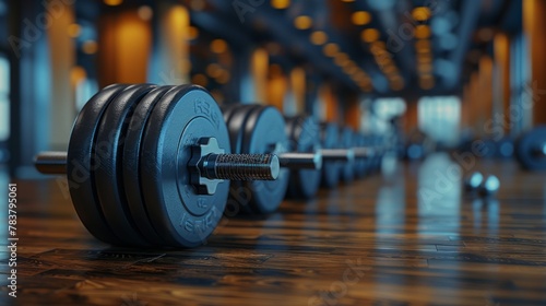 Sports, gym, dumbbells and barbells, training with iron, heavy weights, fitness, workout