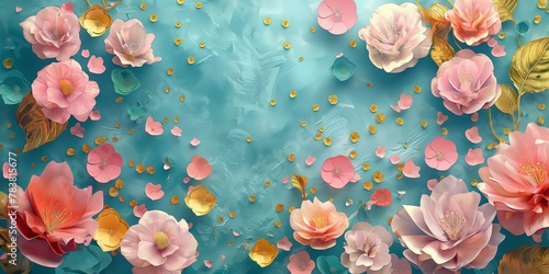 Wunderschöne fantasievolle Blumen in Pastell Farben und Retro Barock Stil als Hintergrund und Druckvorlage, ai generativ