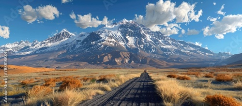 Captivating Boardwalk Amid Majestic Snow Capped Andes Mountains in South America
