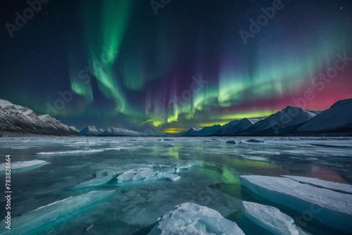 iceland with shimmering auroras dancing across the sky