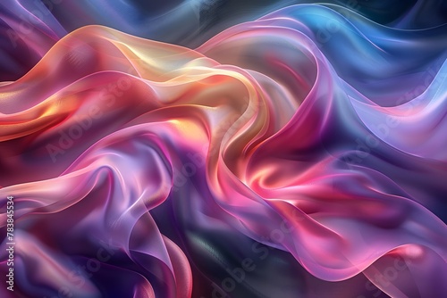 Abstract flowing purple silk wave purple silk wave background with smoke