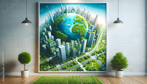 Wind Energy Breeze: A Dynamic and Ultra-Realistic Poster Showcasing Wind Turbines as a Breath of Fresh Air for Earth Day