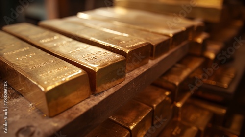 a stack of gold bars sitting on top of a table