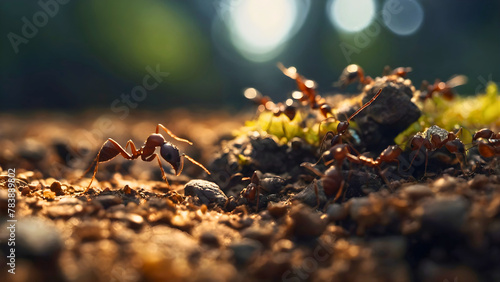 Ants that bring materials for their anthill but also food for their colony.