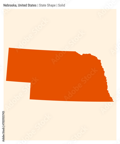 Nebraska, United States. Simple vector map. State shape. Solid style. Border of Nebraska. Vector illustration.