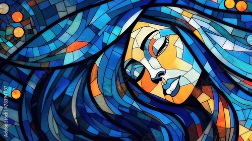 femail angel. stained glass. ave maria. Abstract expressionism. 