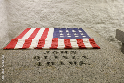 Grave of US President John Quincy Adams, at United First Parish Church, Quincy, Massachusetts