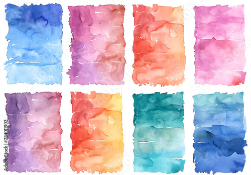 Watercolor set of cute digital sticky notes memo for office supplies and organization.