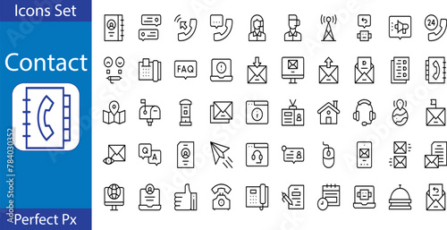 set of thin line contact icons vector.eps