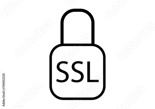 Icono negro de candado con certificado SSL.