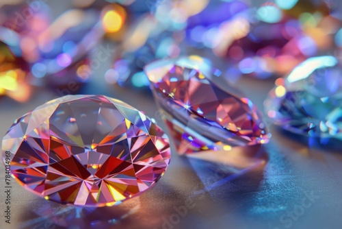 A close-up view of various colored diamonds. Ideal for jewelry or luxury concepts